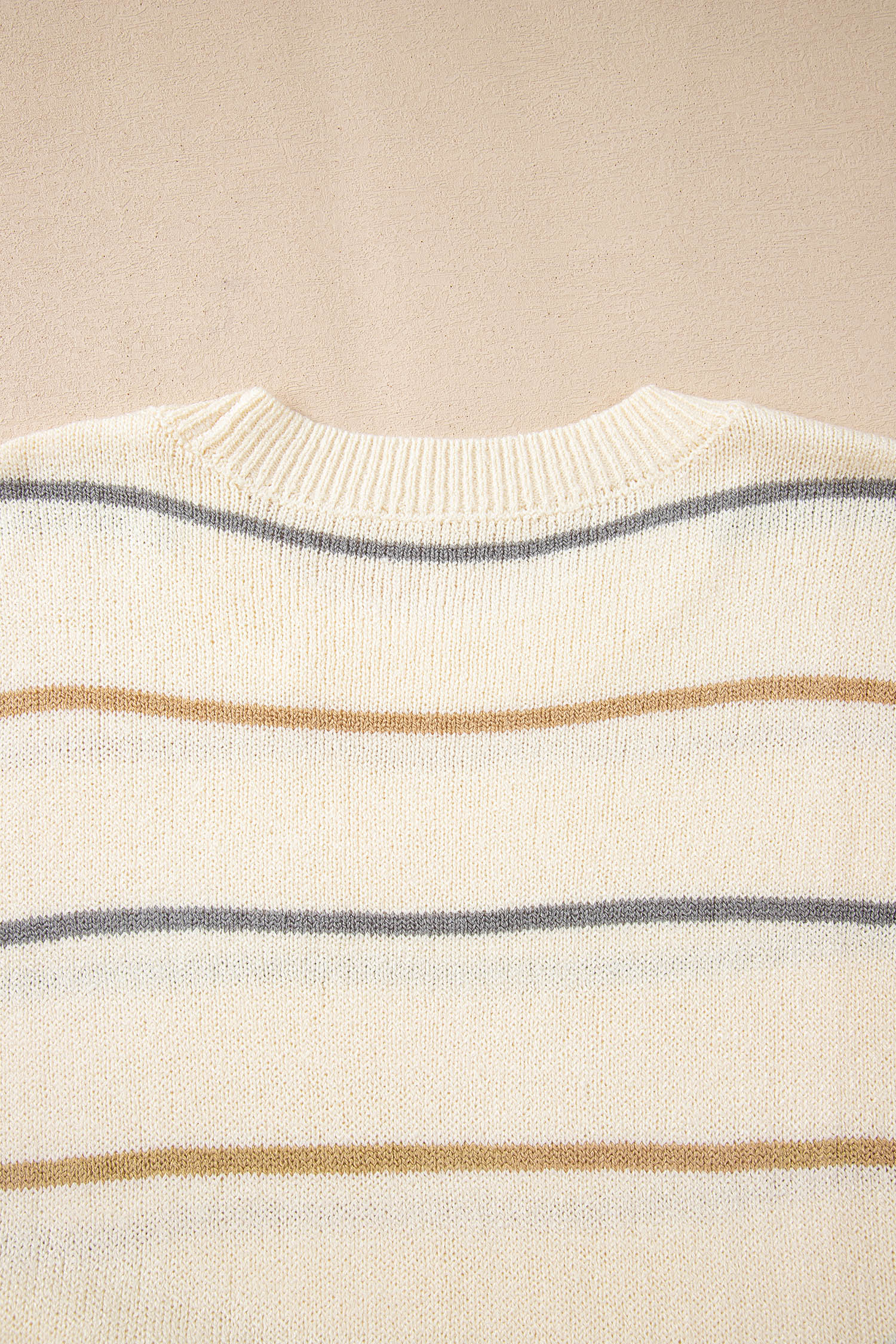 Multicolour Striped Buttoned Front V Neck Drop Shoulder Cardigan Sweater