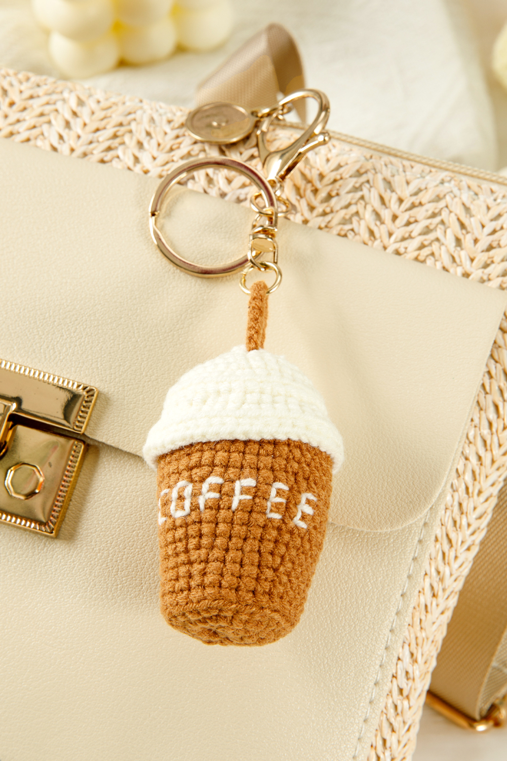 Thai Curry Crochet Coffee Pendent Keychain