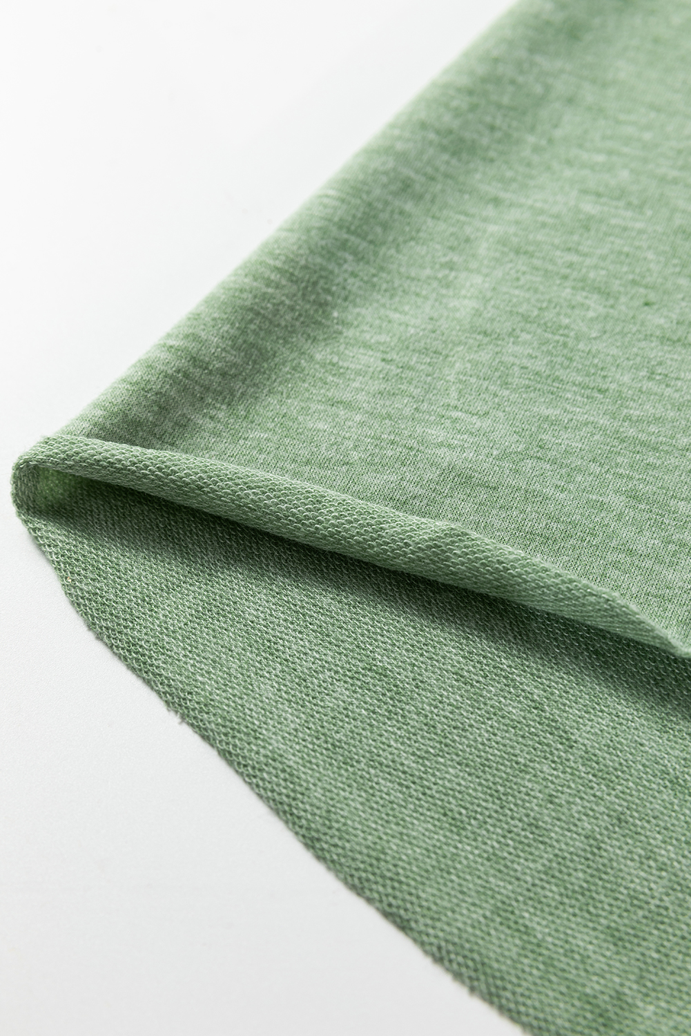 Myosotis Notched Neck Terry Raw Hem Long Sleeve Top