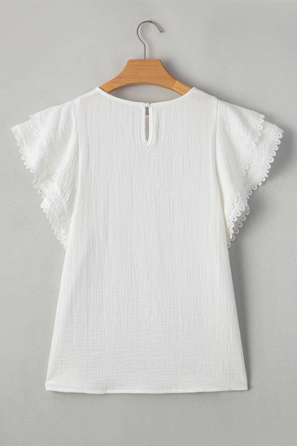 White Crinkled Layered Ruffled Flutter Sleeve Blouse