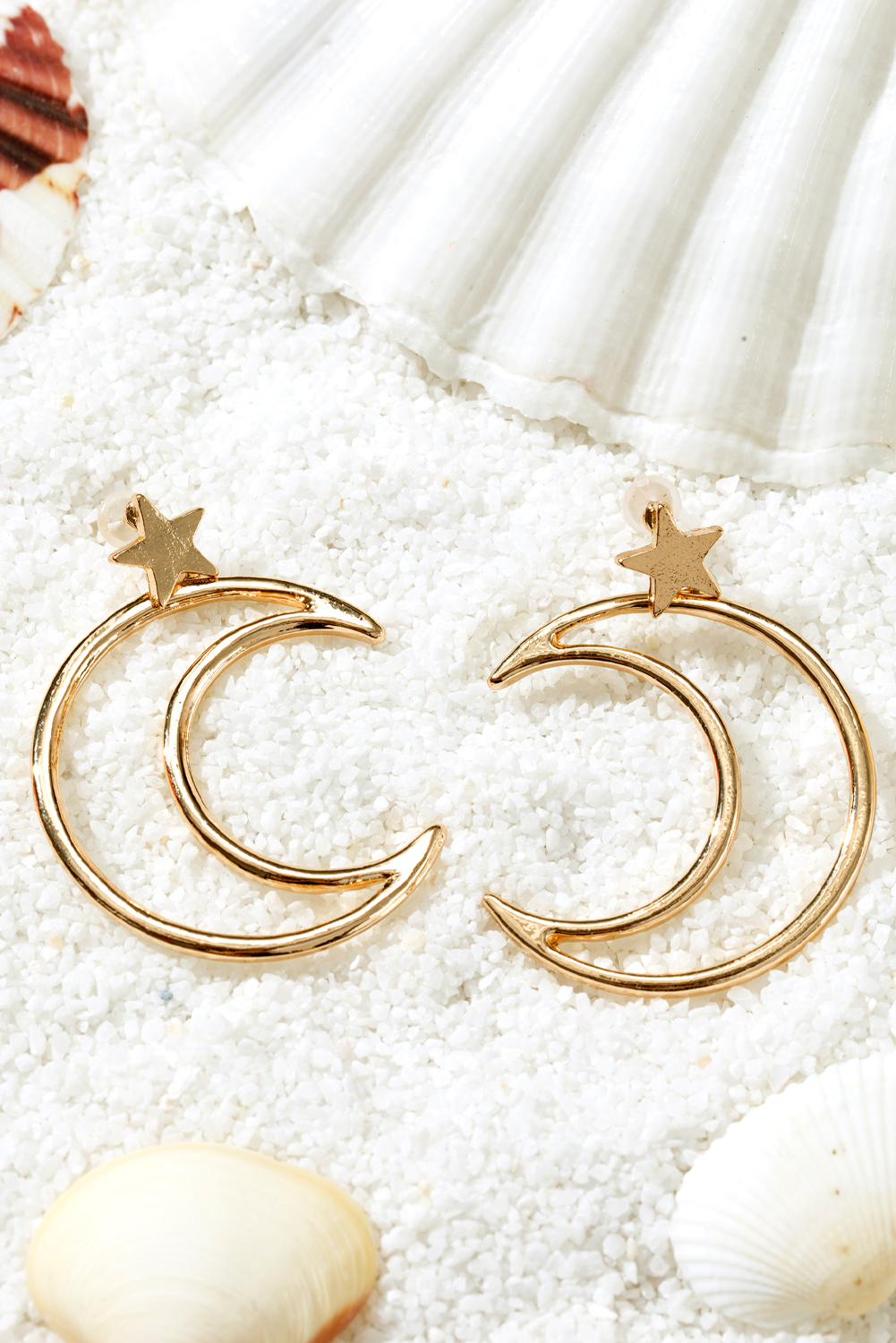 Gold Star and Moon Plated Alloy Earrings