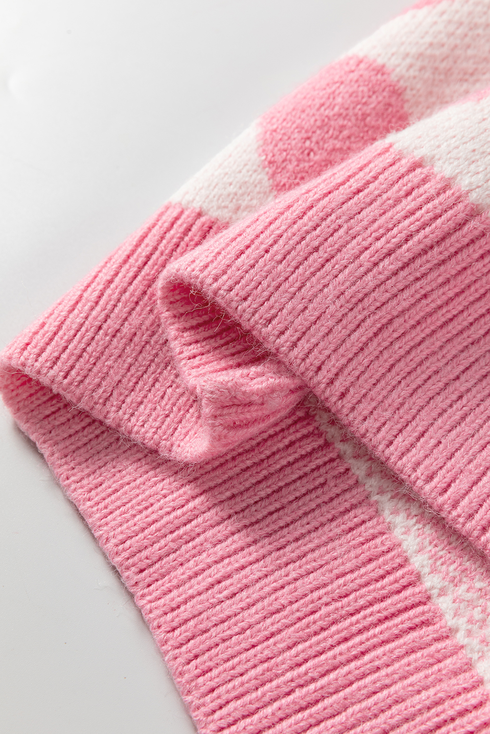 Strawberry Pink Valentine Heart Print Knit Sweater