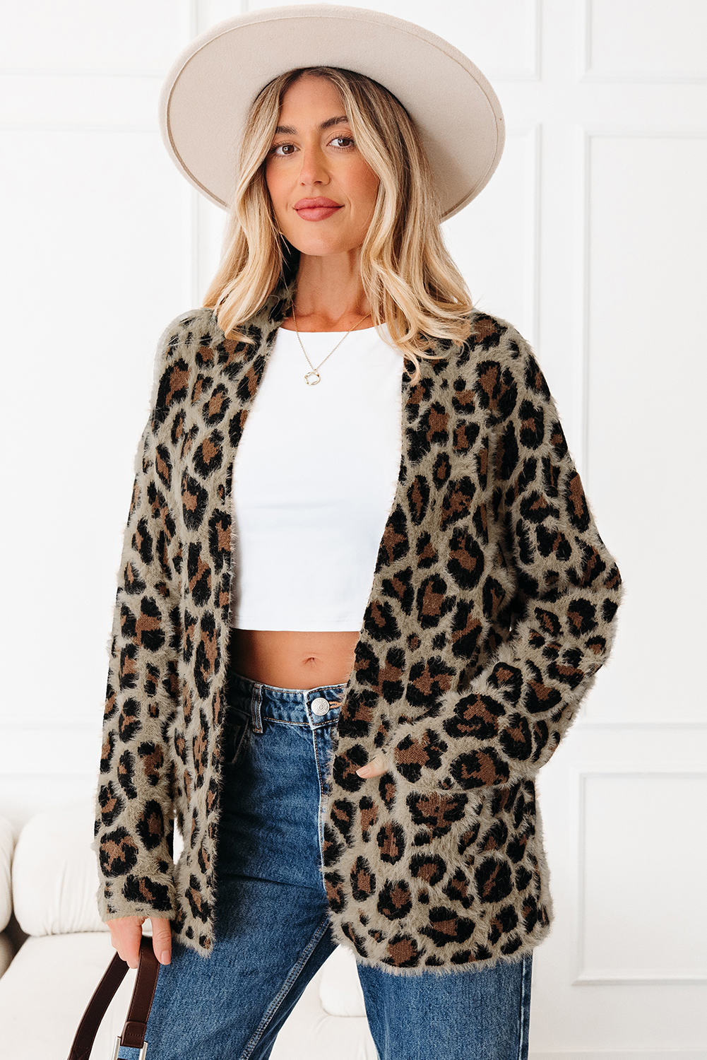 Brown Leopard Open Casual Cardigan