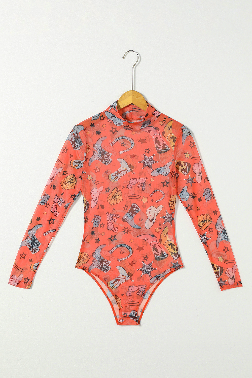 White Rodeo Bound Printed Long Sleeve Bodysuit