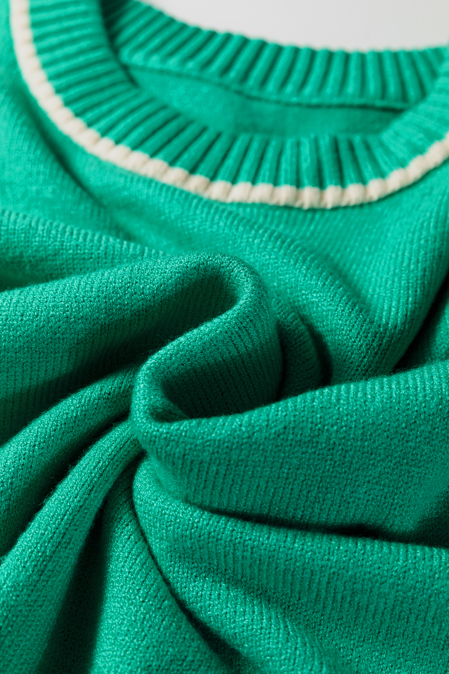 Sea Green Contrast Detail Drop Shoulder Baggy Sweater