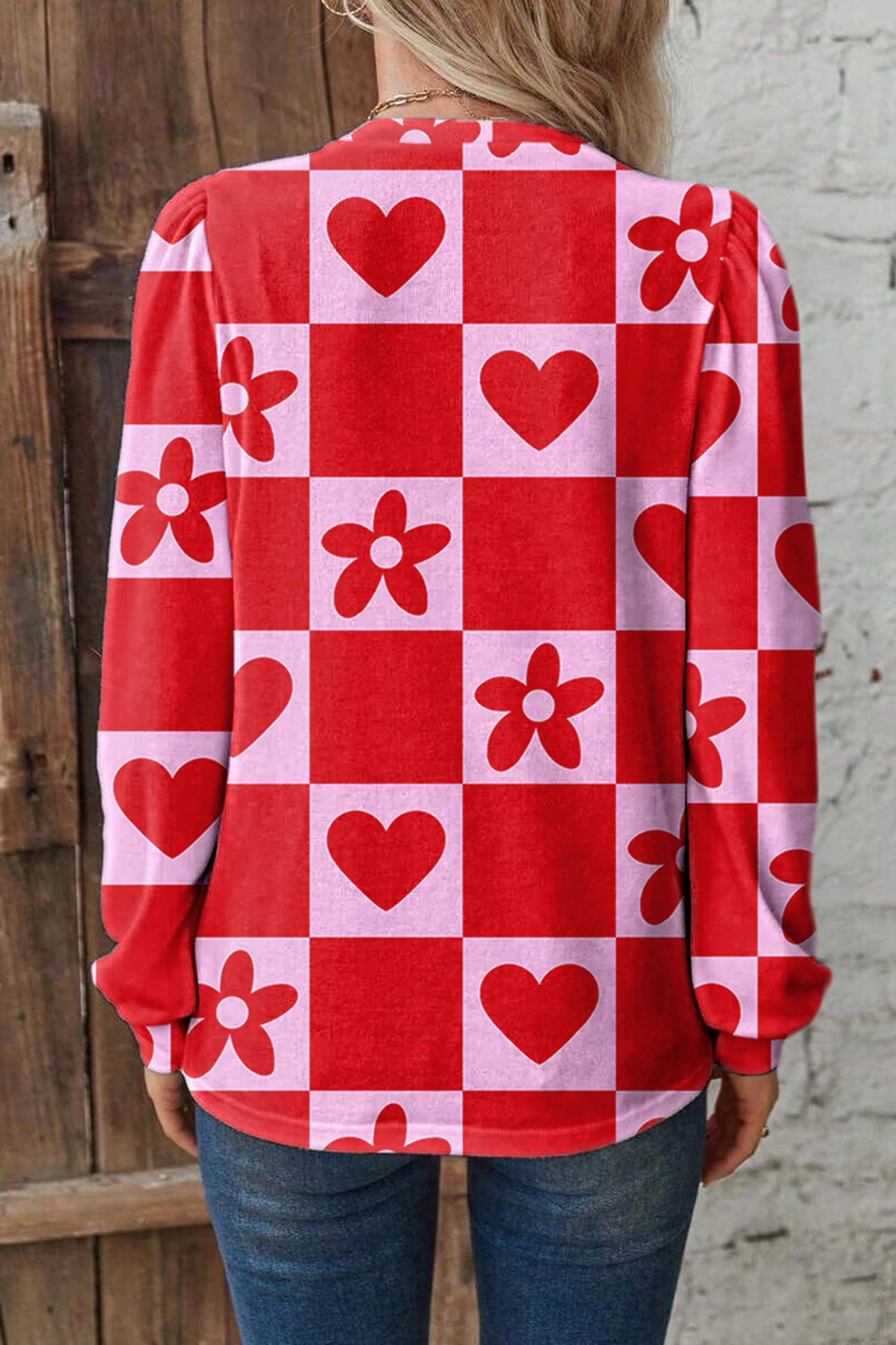 Red Dotted Heart Festive Valentine Blouse