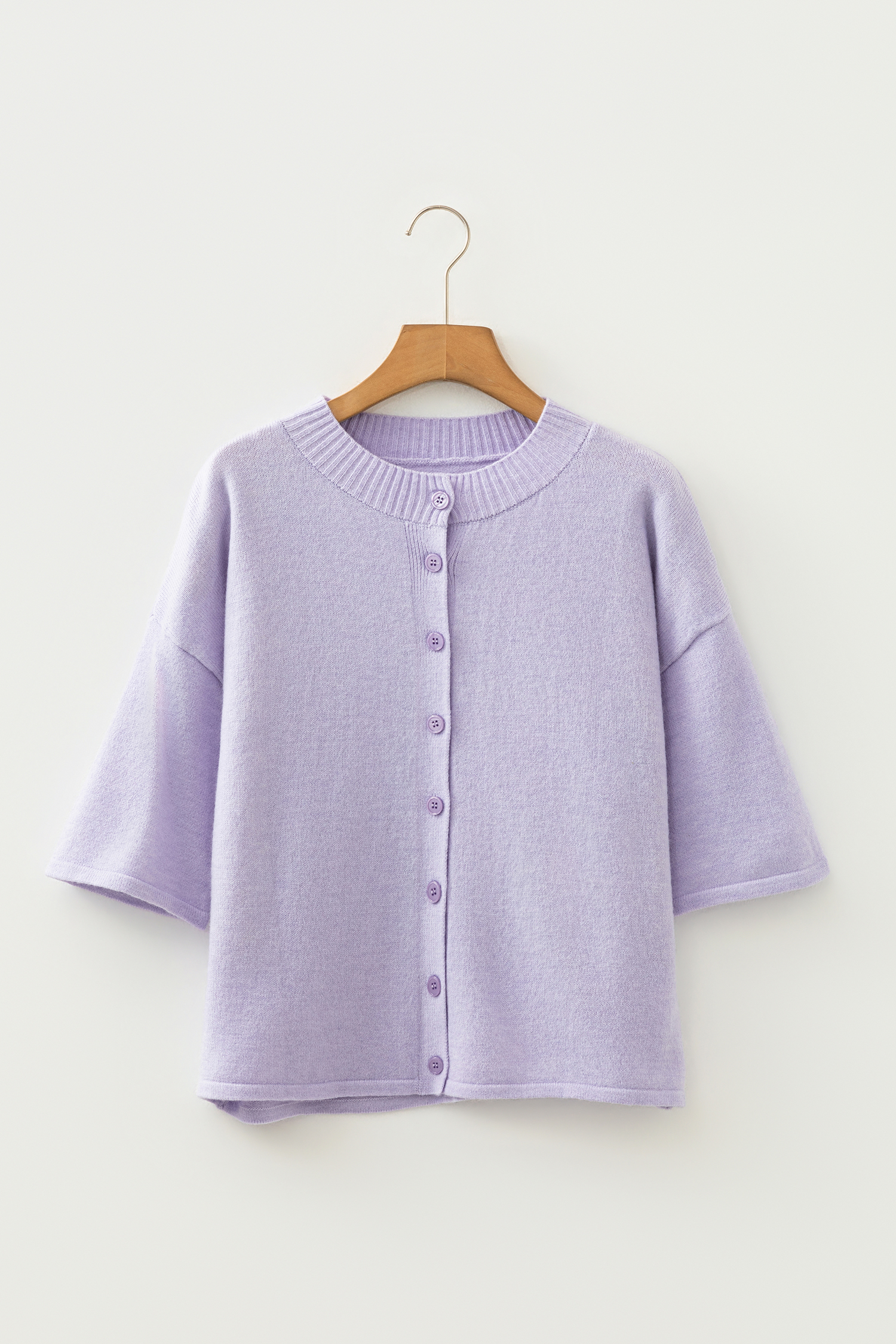 Lavendula 3/4 Sleeve Boxy Knit Button Down Sweater Cardigan
