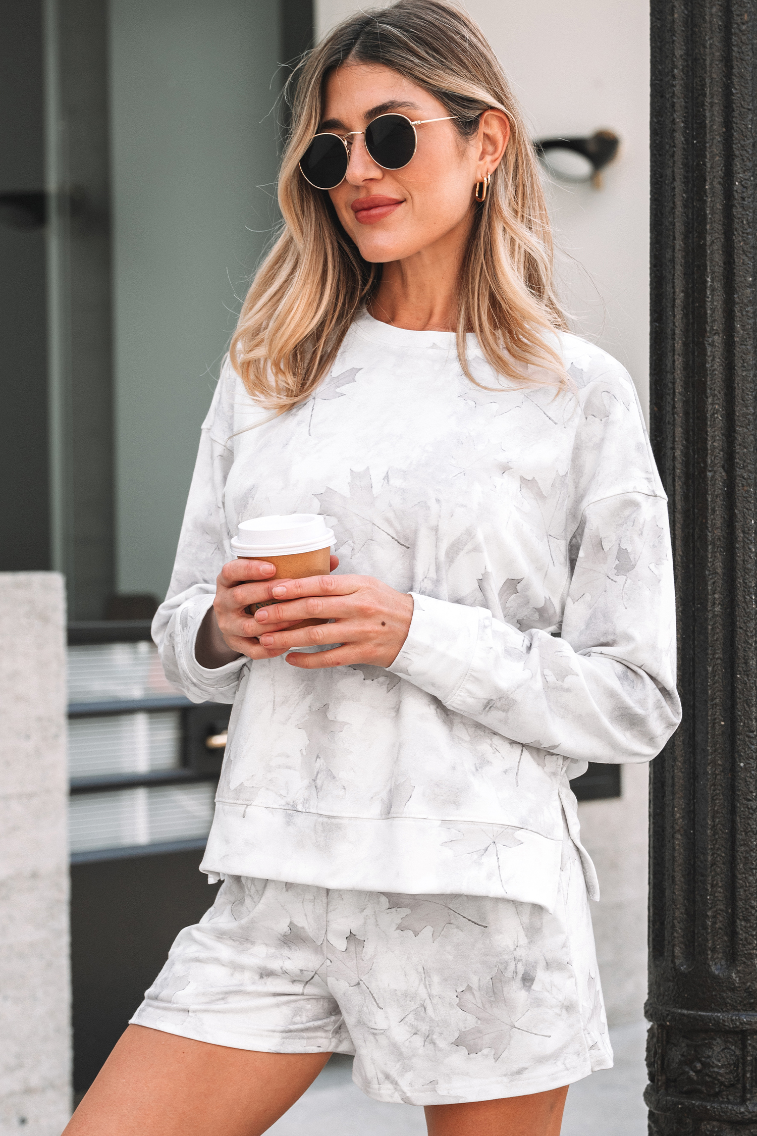 Beige Camo Print Baggy Drawstring Jogger Sweatpants