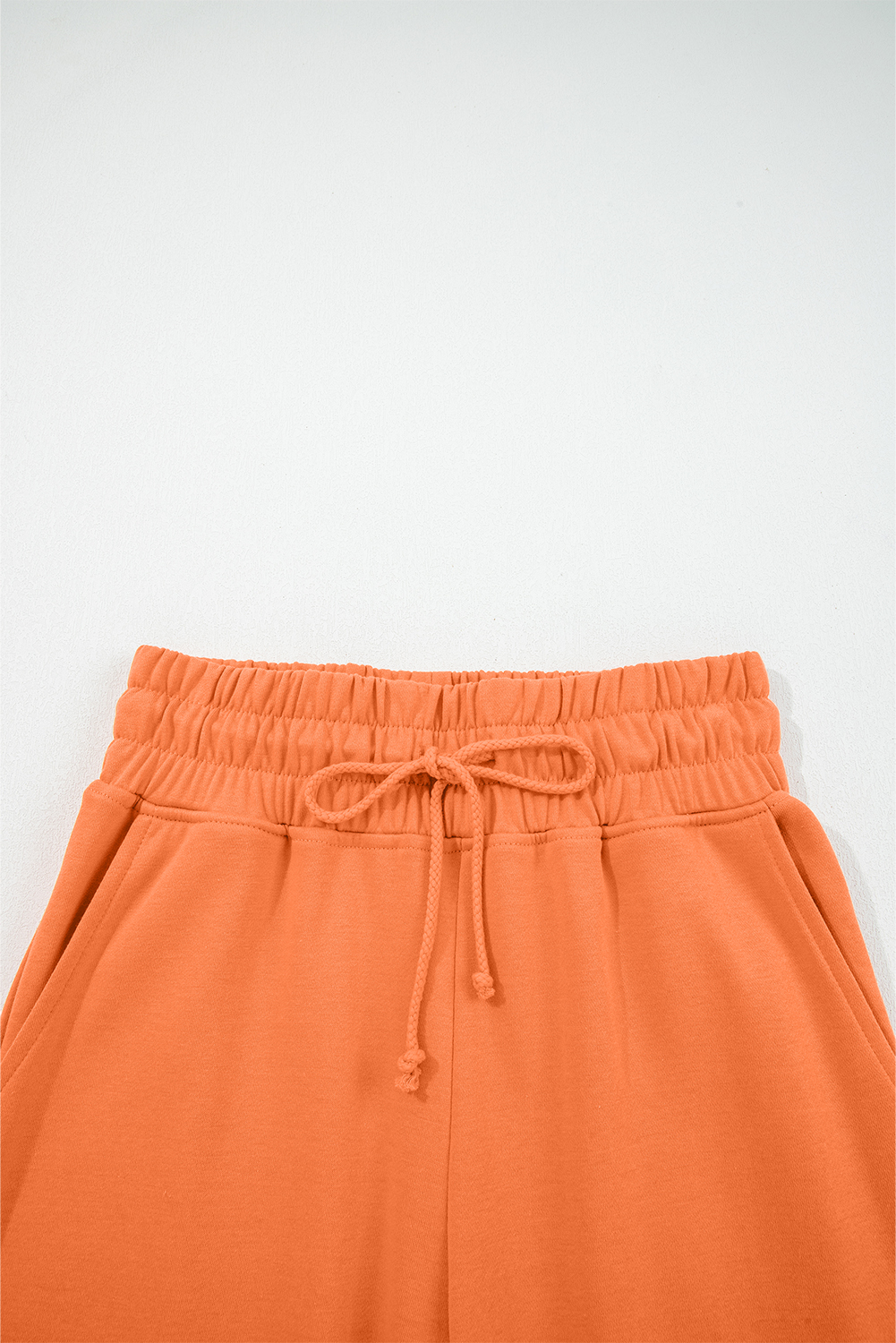 Bright Green Drop Shoulder Puff Sleeve Crop Pullover Drawstring Wide Leg Pants Set