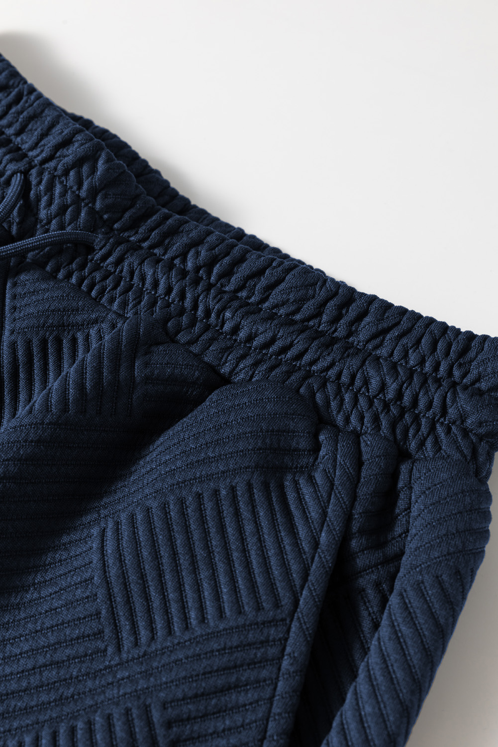 Sail Blue Solid Textured Collared V Neck Top and Wide Leg Pants Set