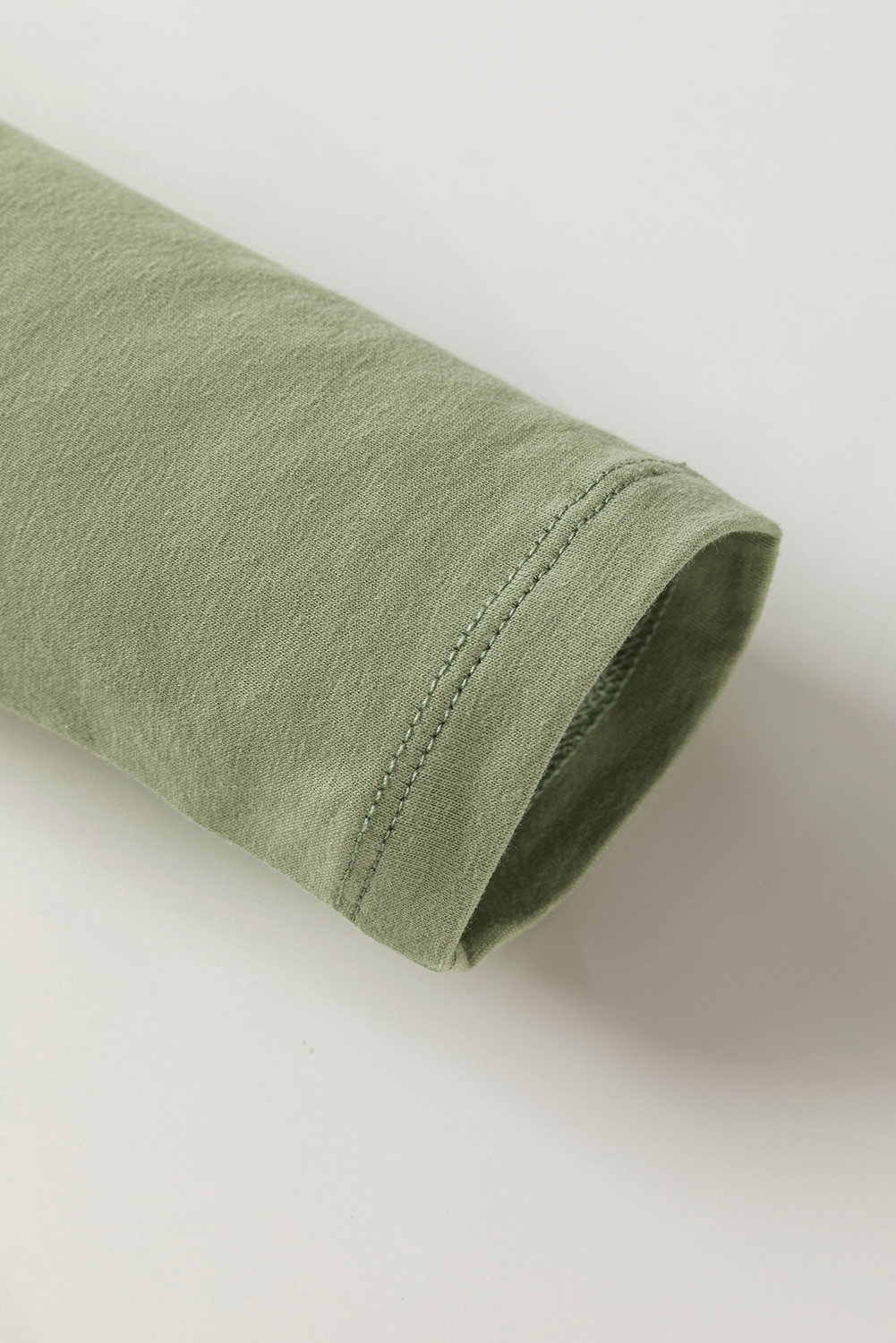 Pale Khaki Long Sleeve Buttons V Neck Slim Fit Top