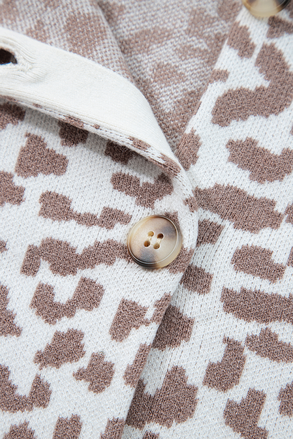 Black Leopard Drop Shoulder Chunky Knitted Cardigan Sweater