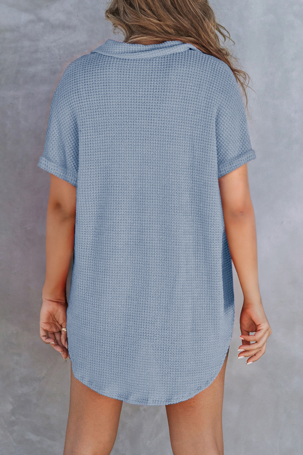 Ashleigh Blue Breathable Waffle Round Hem Chest Pocket Polo Tee