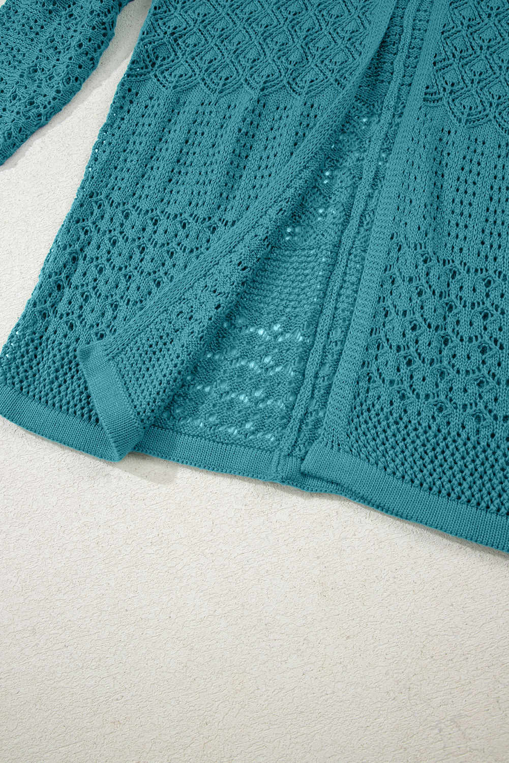 Redwood Burl Mixed Pattern Knitted Open Front Plus Cardigan