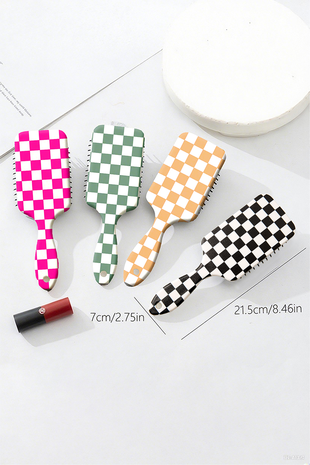 Black 1pc Checkered Pattern Air Cushion Comb with Customized Color Options