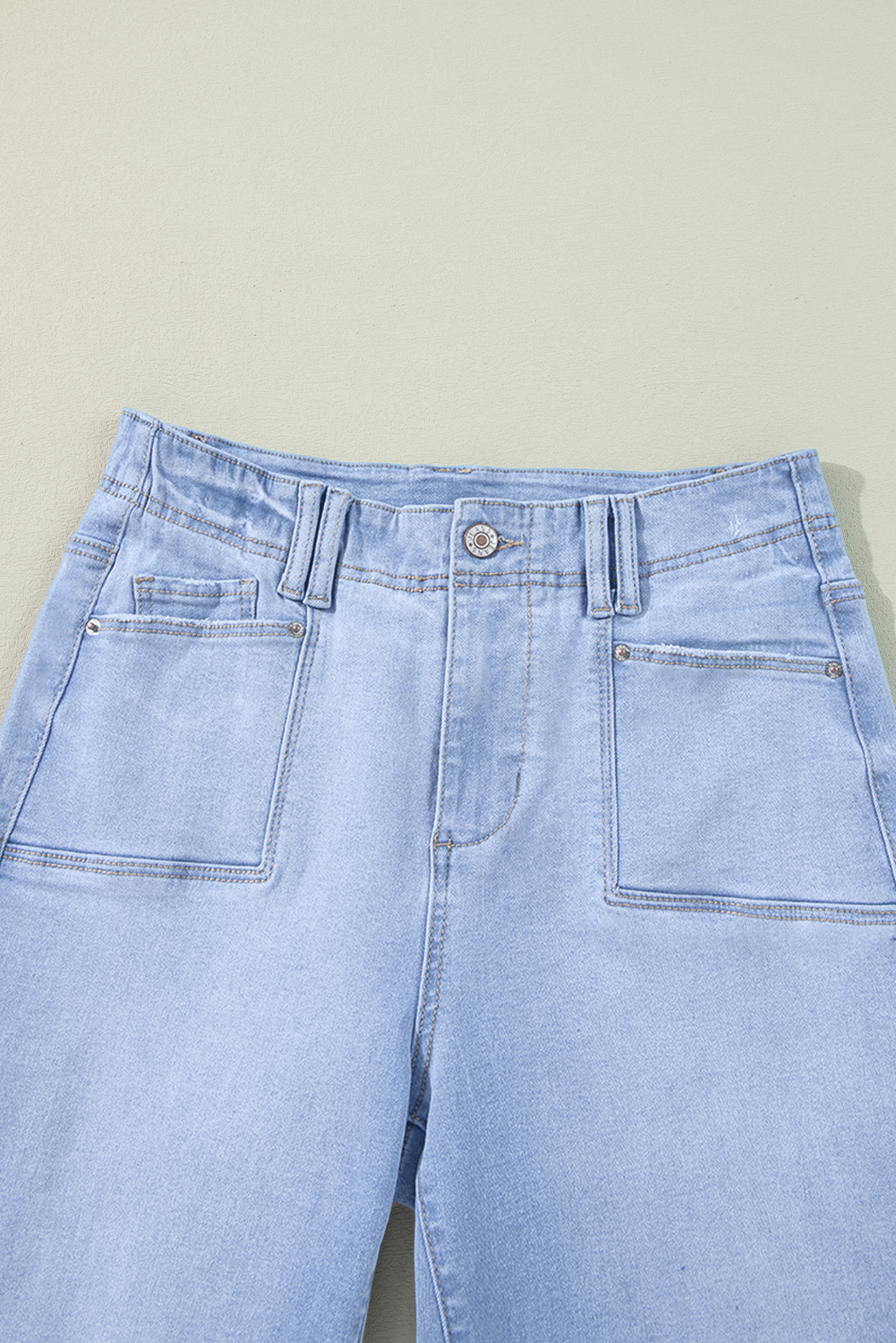 Beau Blue Loose Straight Leg Cropped High Waist Jeans