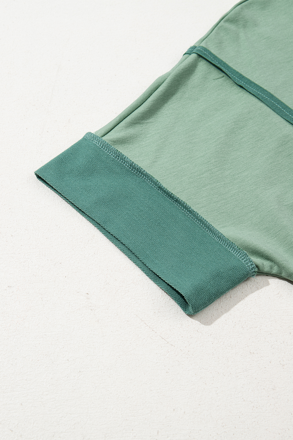 Smoke Green Half Sleeve Raw Seam High Low Side Split Top