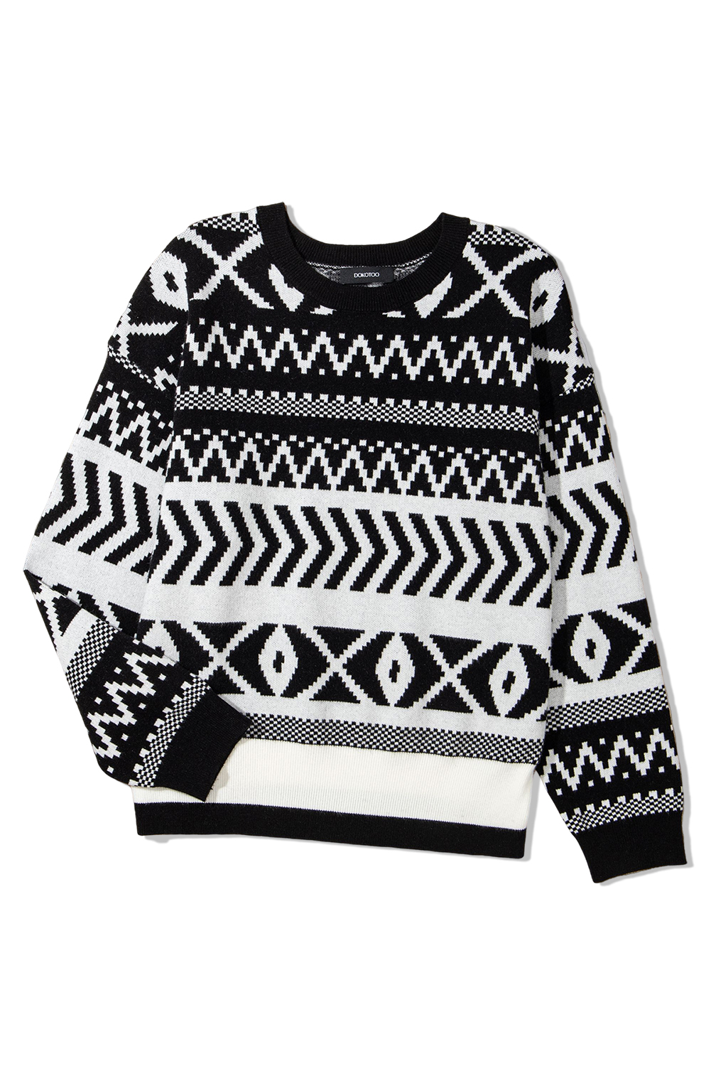 Brown Abstract Print Pullover Sweater