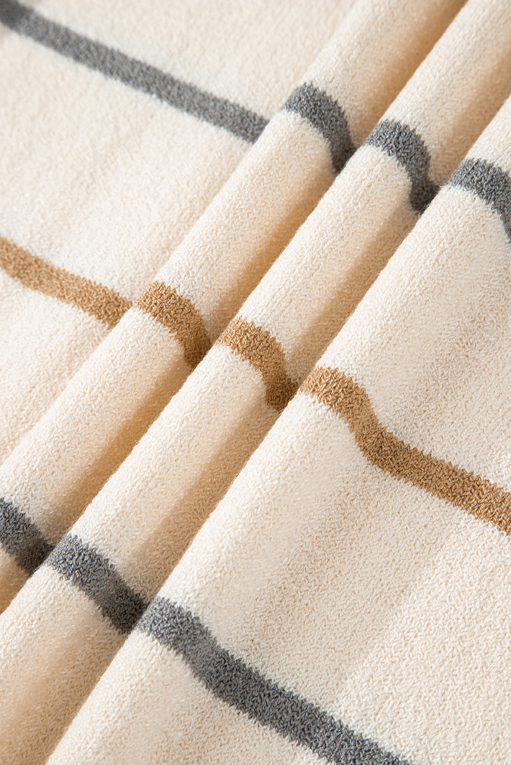 Multicolour Striped Buttoned Front V Neck Drop Shoulder Cardigan Sweater