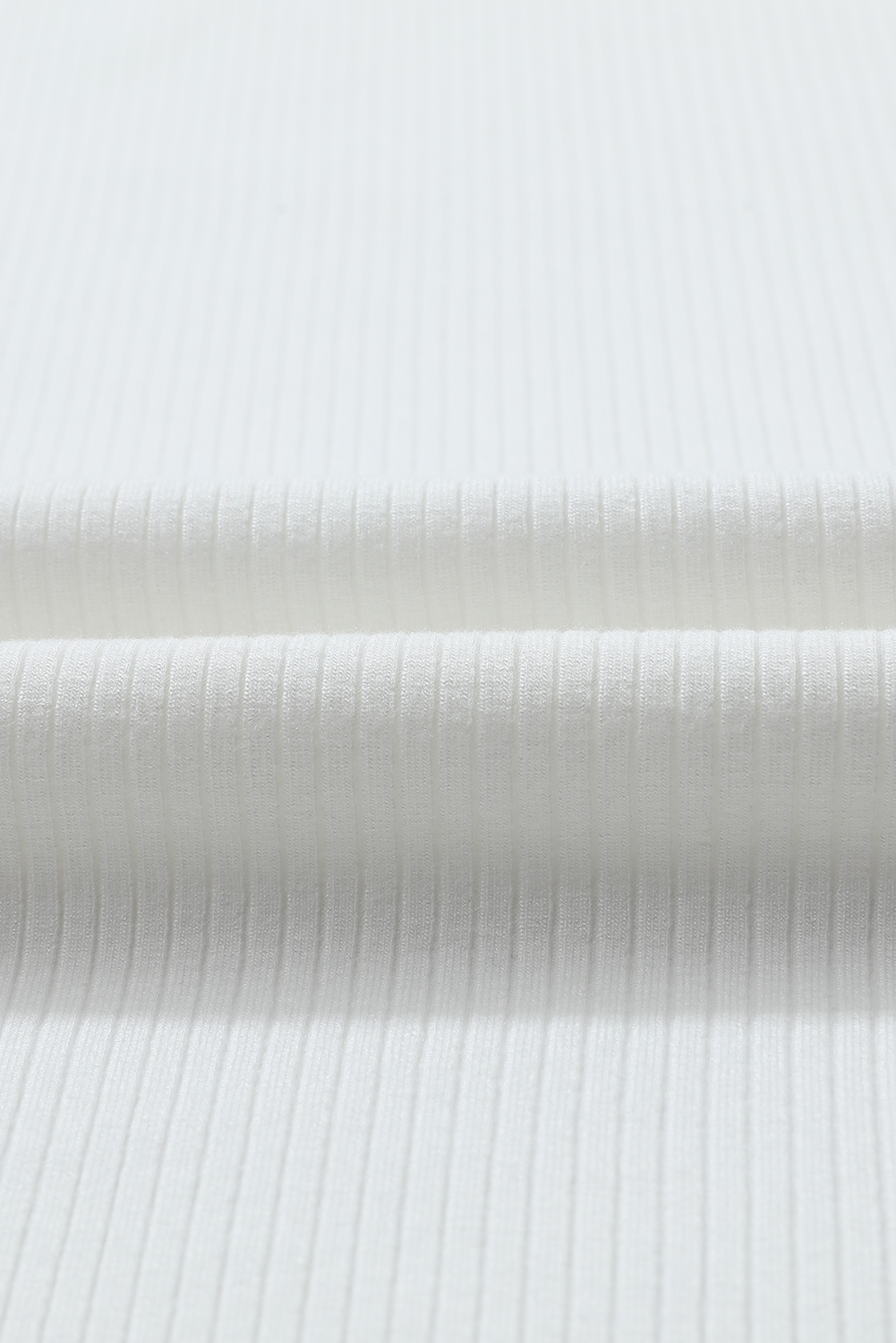 White Ribbed Knit High Neck Long Sleeve Top