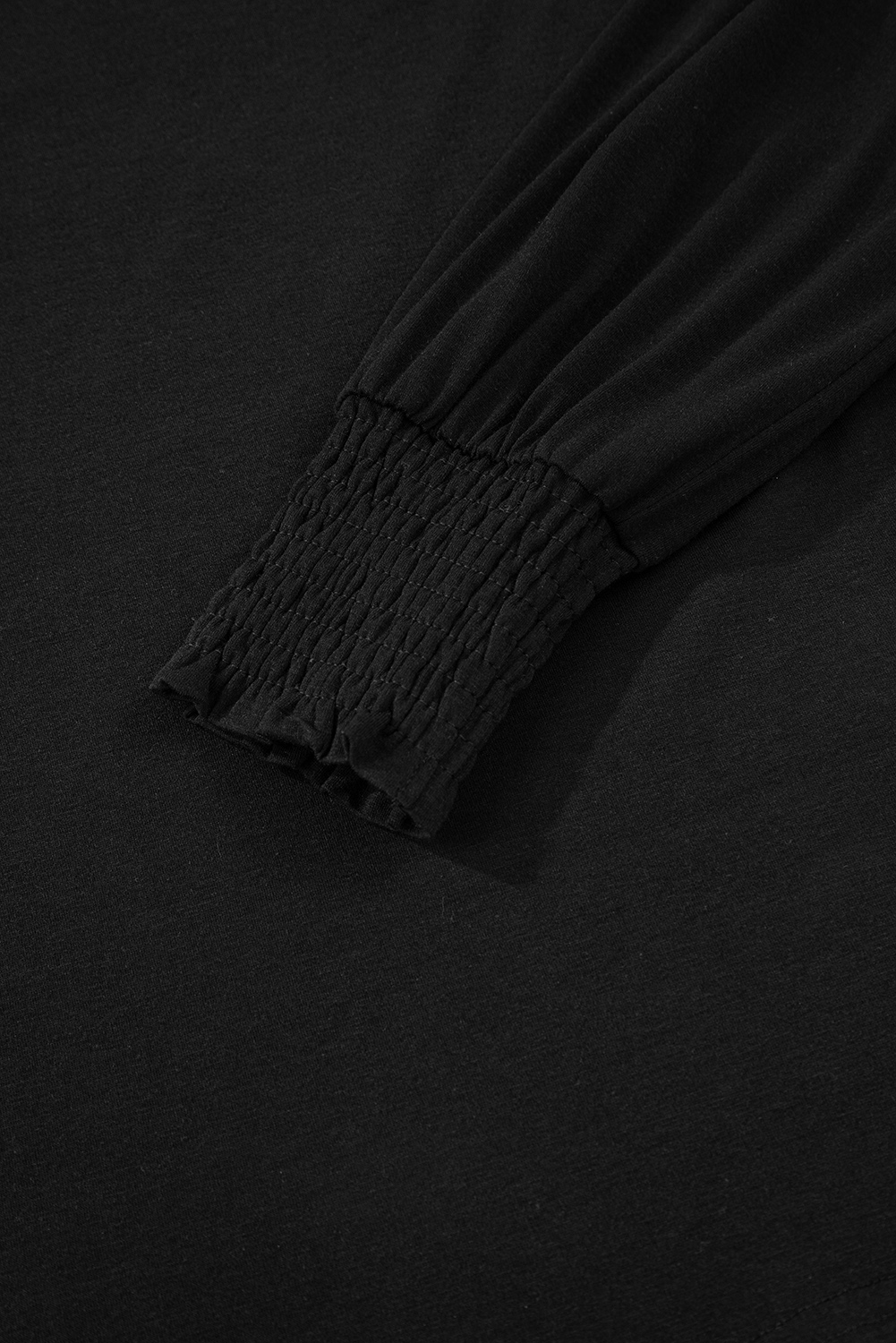 Beige Shirred Shoulder Frilled Cuffs Long Sleeve Top