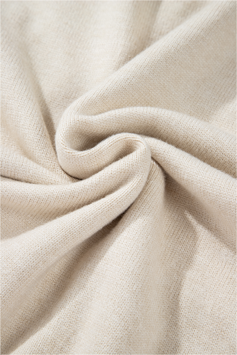 Beige Flower Stitching Mock Neck Sweater