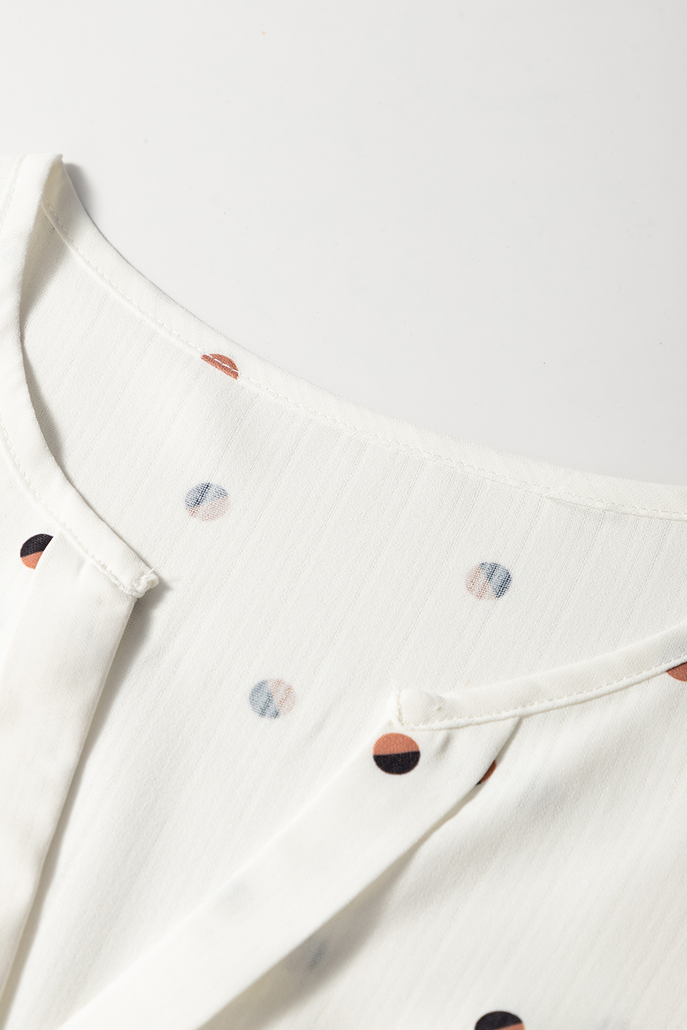 White Polka Dot Print Ruffled Shoulder V Neck Tank Top