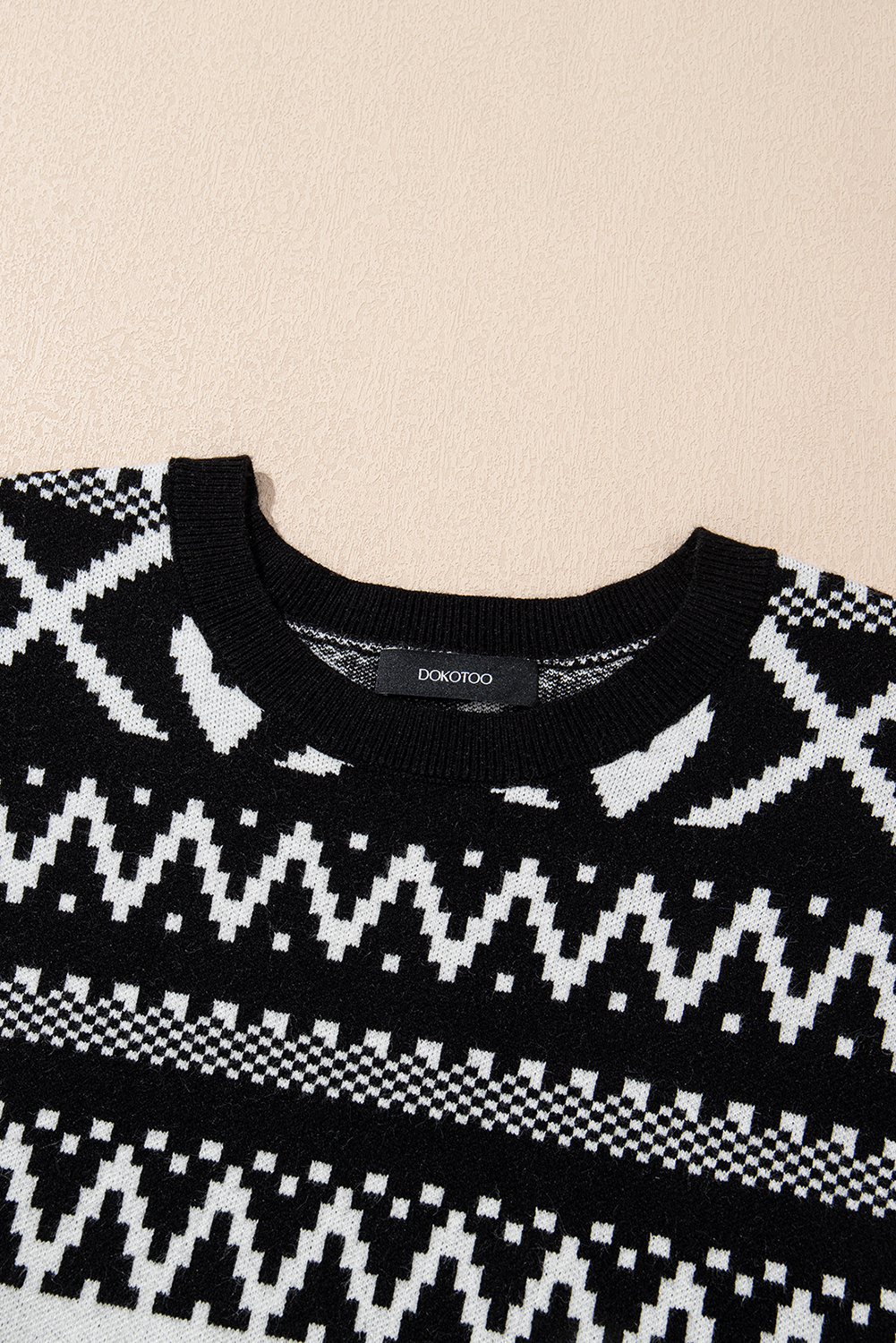 Brown Abstract Print Pullover Sweater