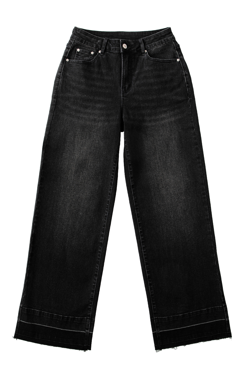 Real Teal Raw Hem Unique Cuffs Straight High Rise Loose Jeans