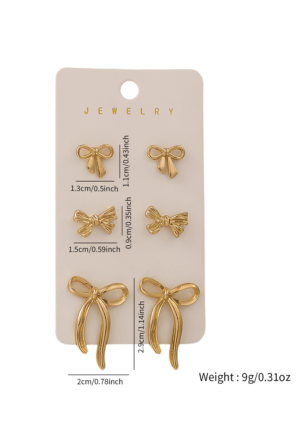Gold Plated Stainless Alloy Bow Earring Set
