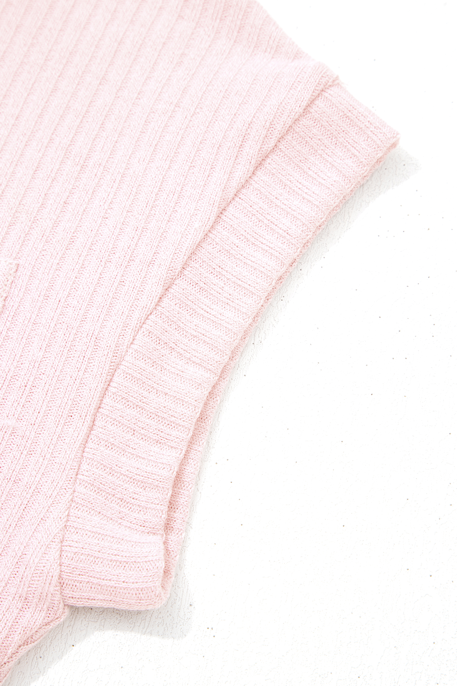 Light Pink Collared V Neck Ribbed Tee