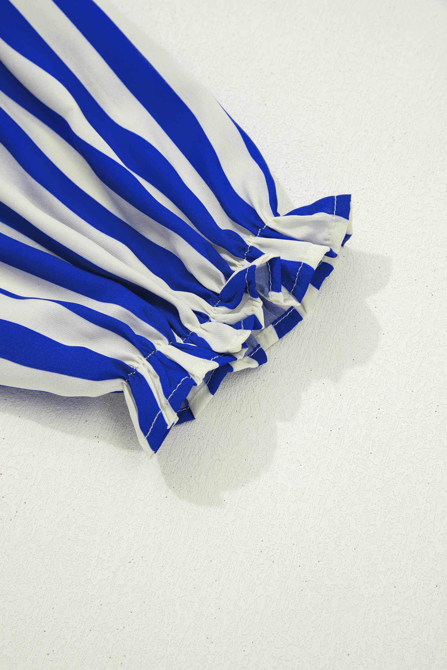 Sky Blue Stripe Balloon Sleeve Loose Button up Shirt