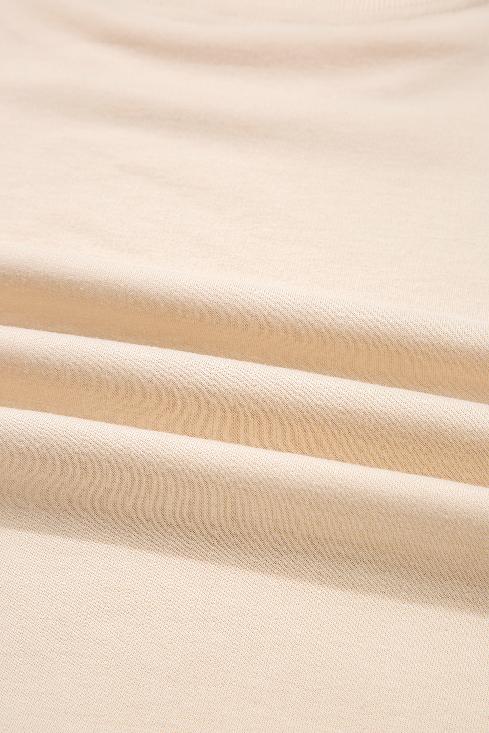 Beige Raw Edge Flower Patch Drop Shoulder Casual Top