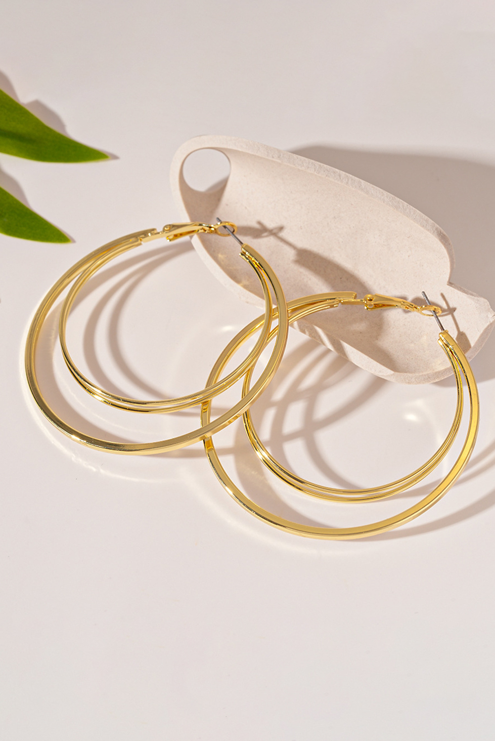 Gold Large Plated Double Hoop Earrings