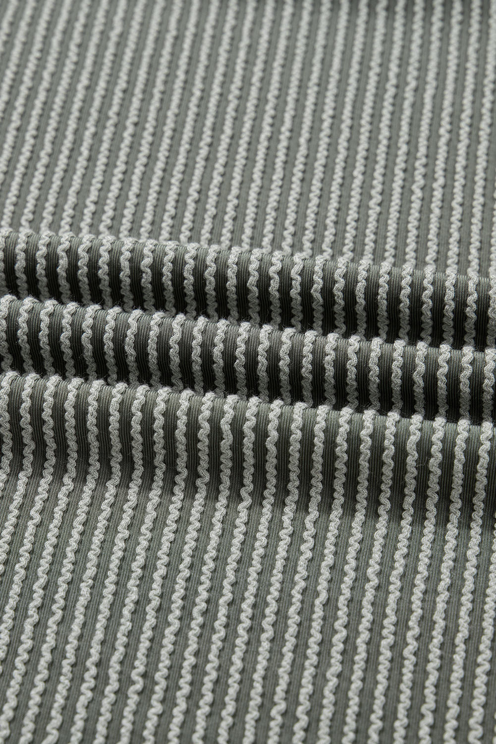 Dark Khaki Twist Ribbed Exposed Seam Detail Long Sleeve Loose Top