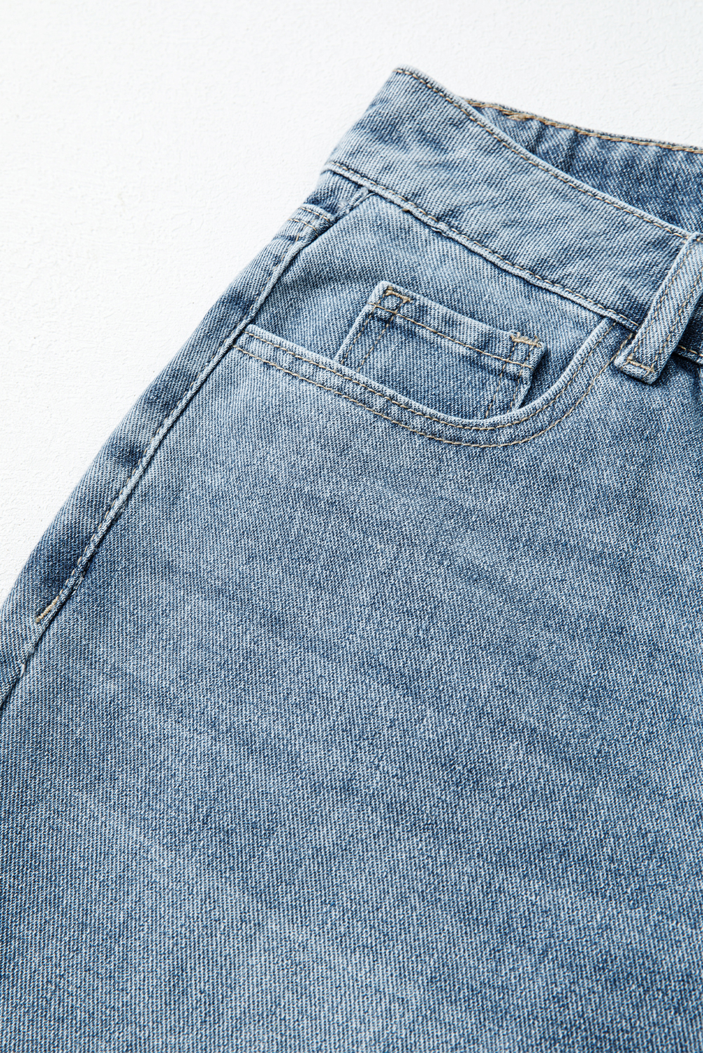 Dusk Blue Embroidered Cropped Wide Leg High Waist Jeans