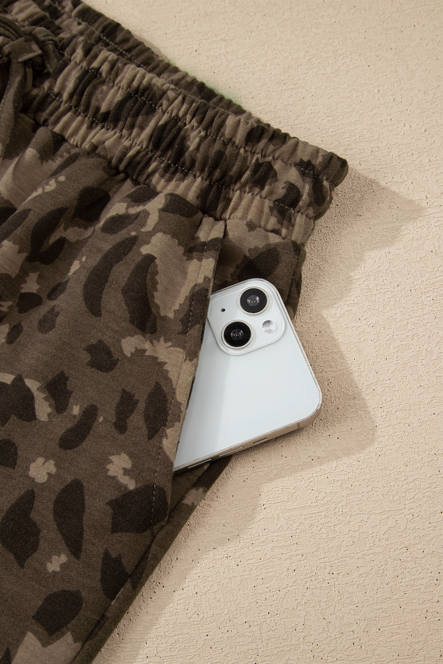 Brown Leopard Loose Tee Drawstring Waist Barrel Pants Set