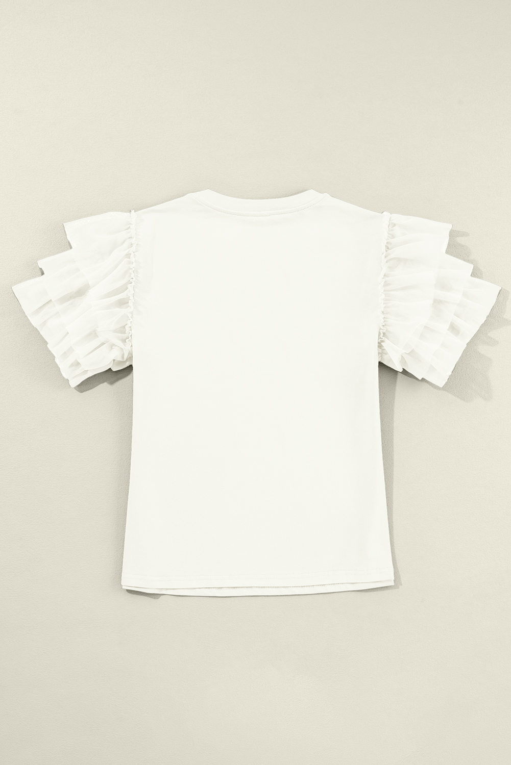 Dark Green Tulle Ruffle Sleeve Blouse