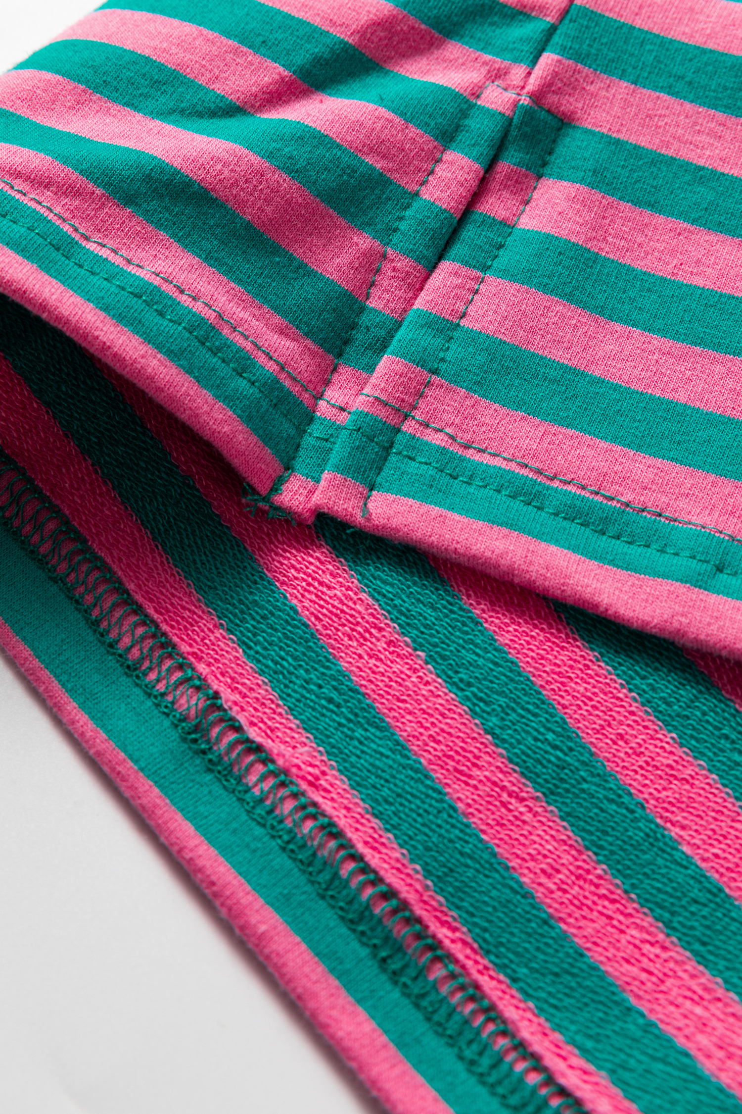 Racing Red Striped Print Drop Shoulder Lace Trim Bracelet Sleeve Loose Top