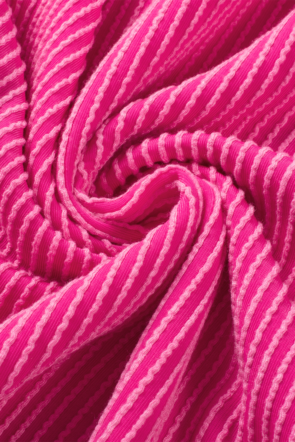 Bright Pink Striped Ribbed Knit T-shirt Shift Dress