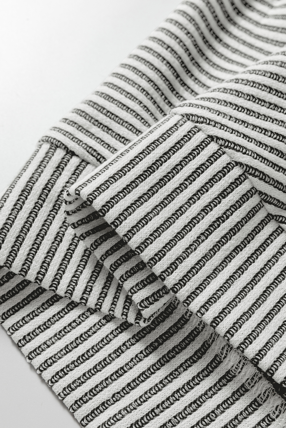 Gray Ribbed Knit Round Neck Long Lantern Sleeve Top