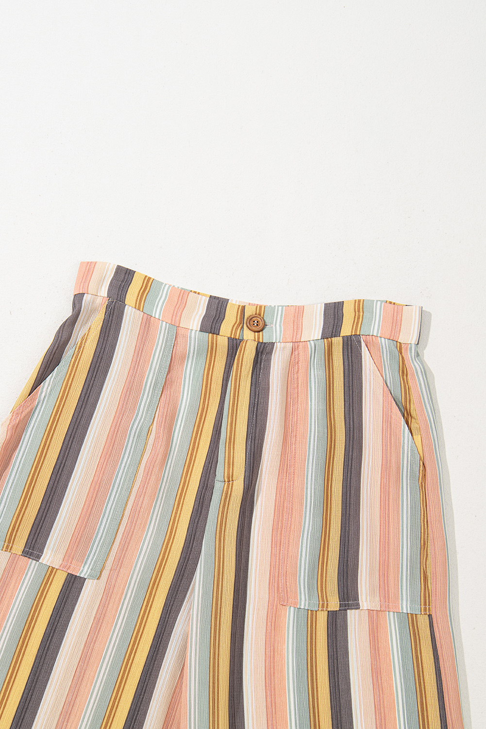 Multicolour Vertical Striped Smocked Cami Top Wide Leg Pants Set