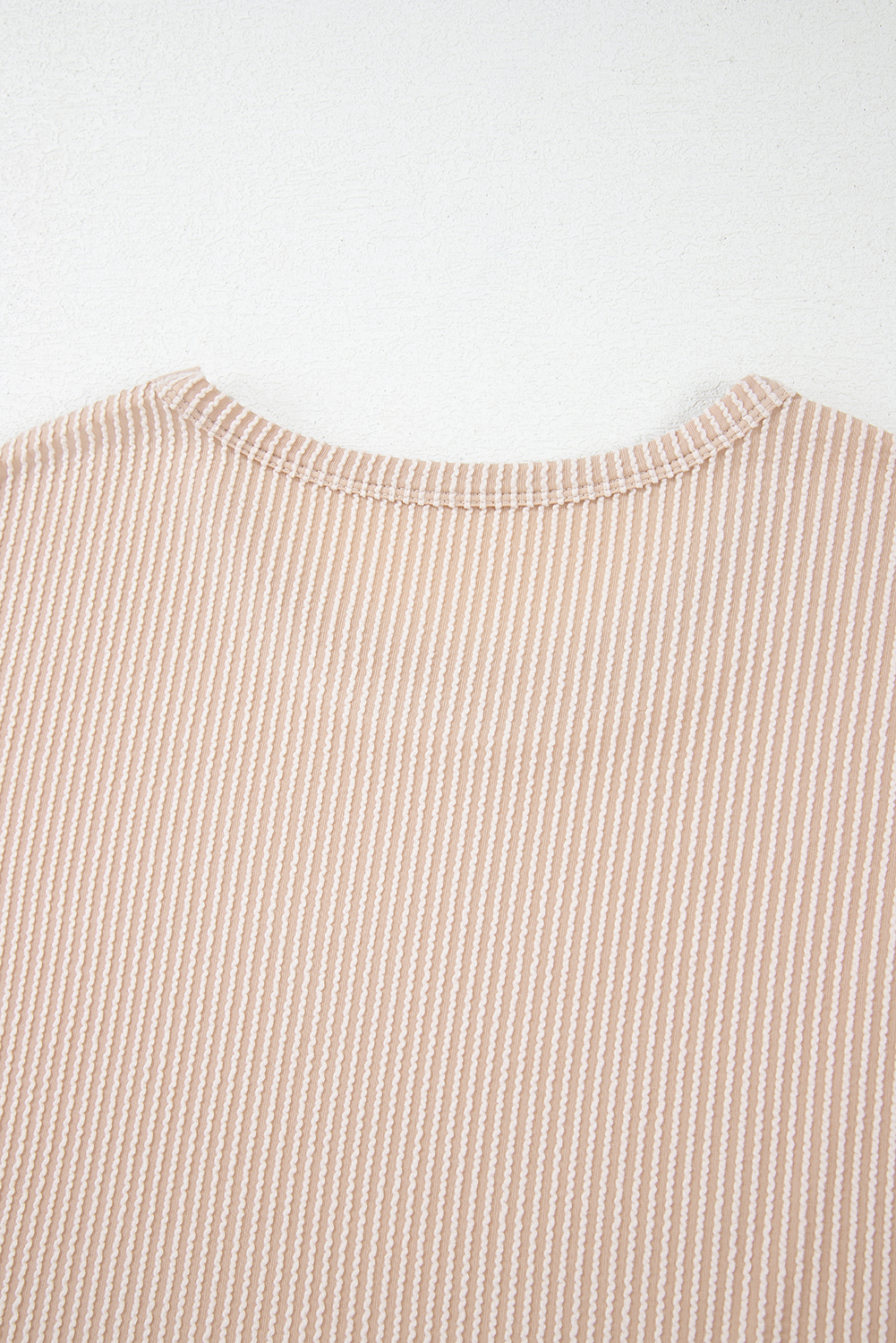 Gray Twisted Rib Wide Sleeve Crew Neck T Shirt