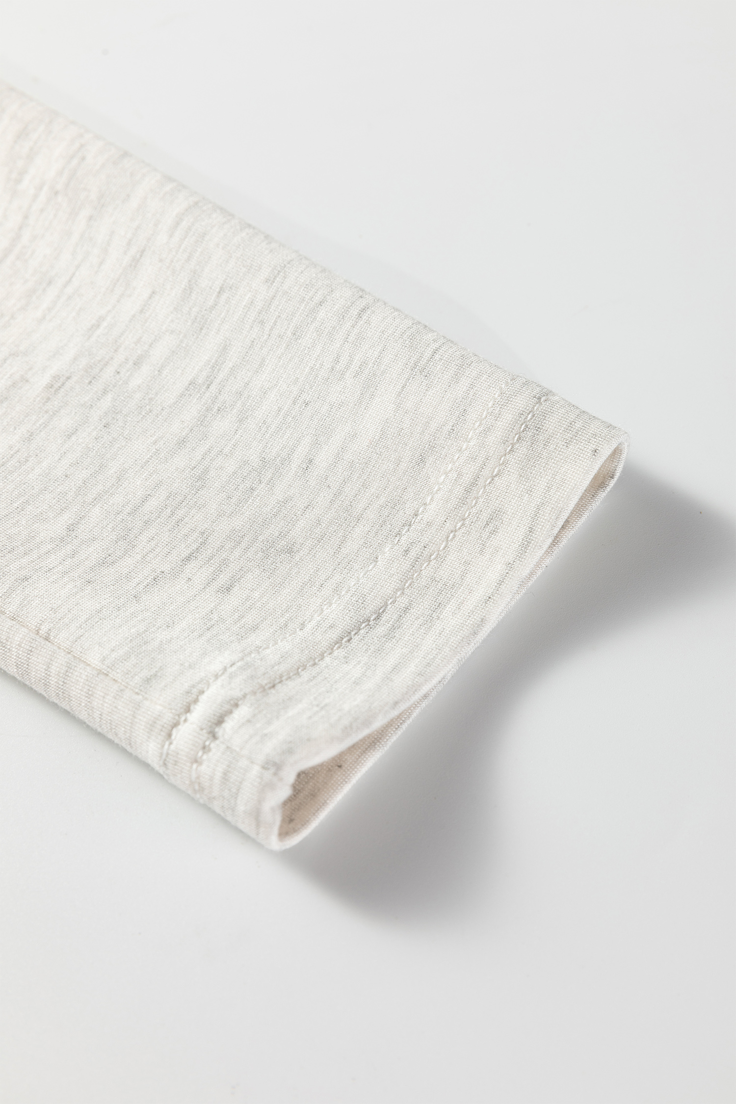 Light Grey Long Sleeve High Neck Slim Top Smocked Waist Central Seam Pants Set