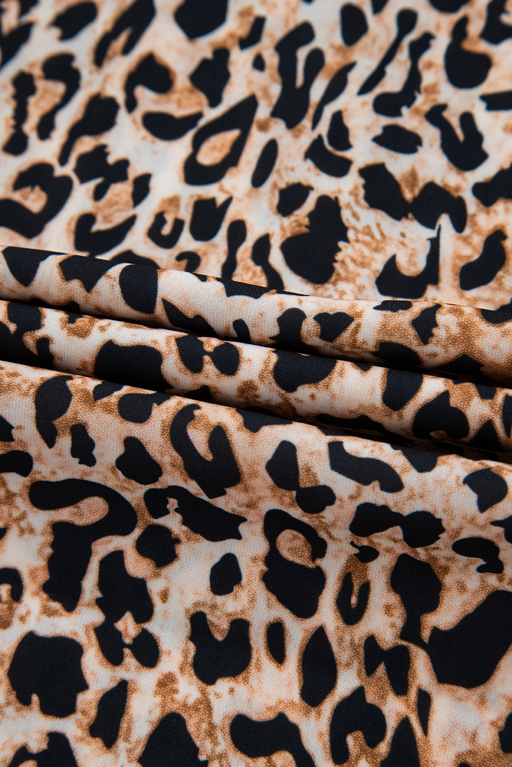 Apricot Leopard V Neck Half Sleeve Blouse