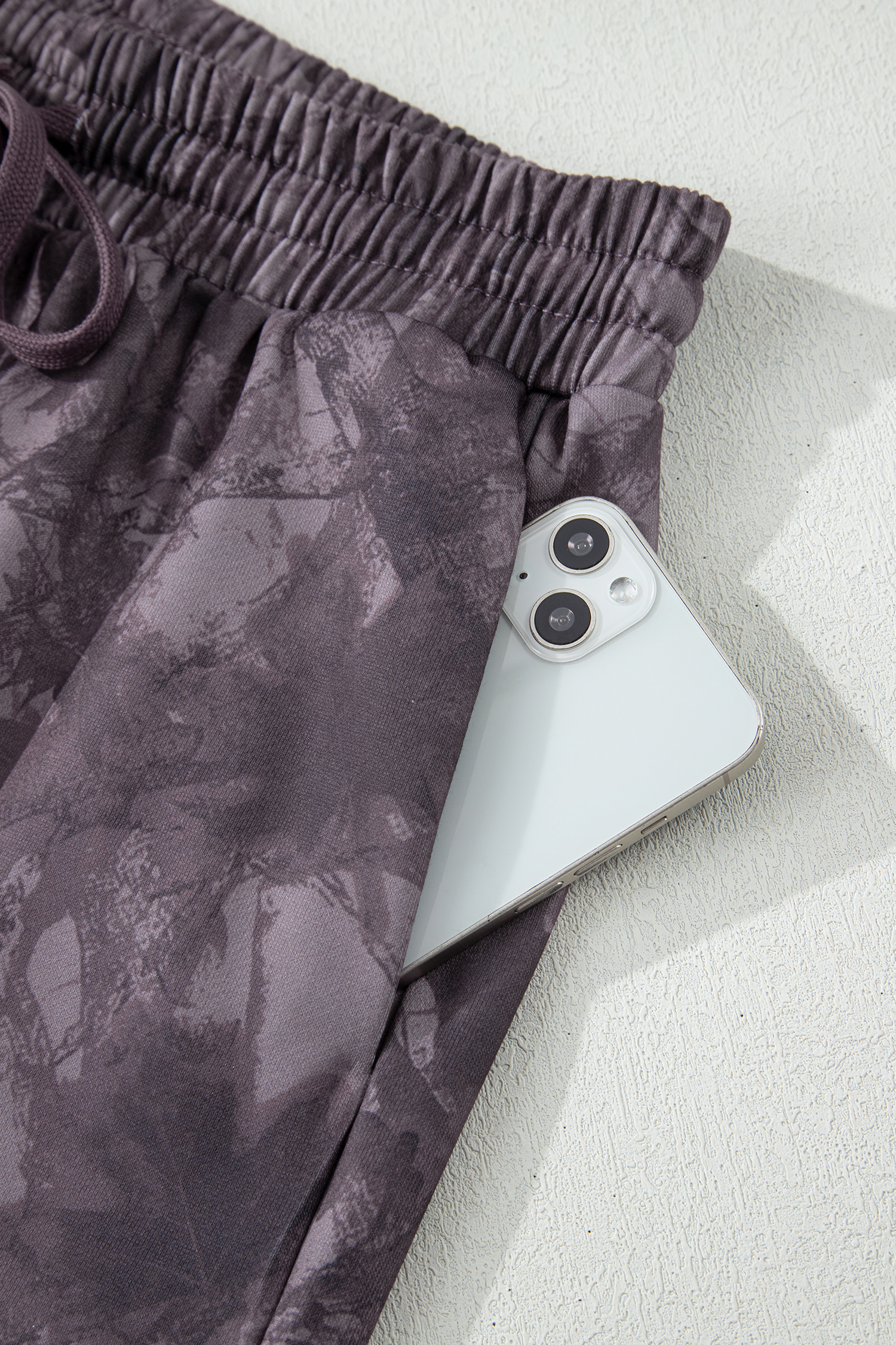 Beige Camo Print Baggy Drawstring Jogger Sweatpants