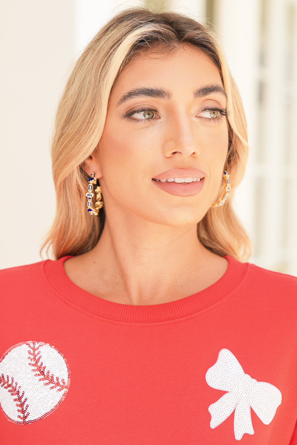 Dark Blue Game Day Football Helmet Jersey Hoop Earrings