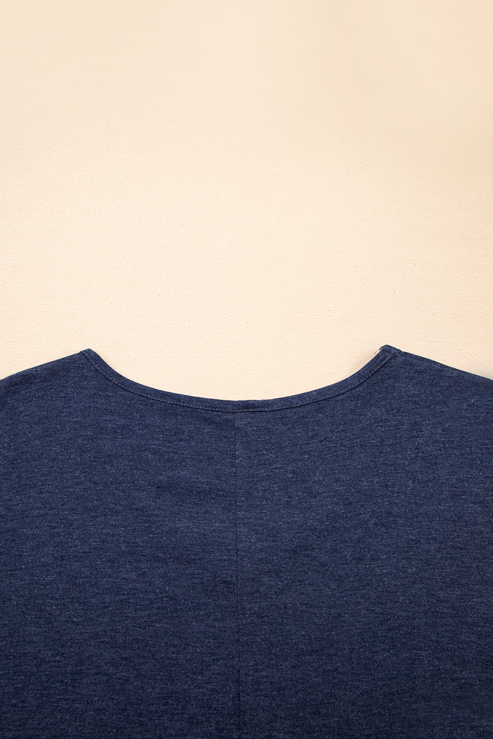 Sail Blue Solid Colour V-Neck Double Layer Sleeve Loose T-Shirt