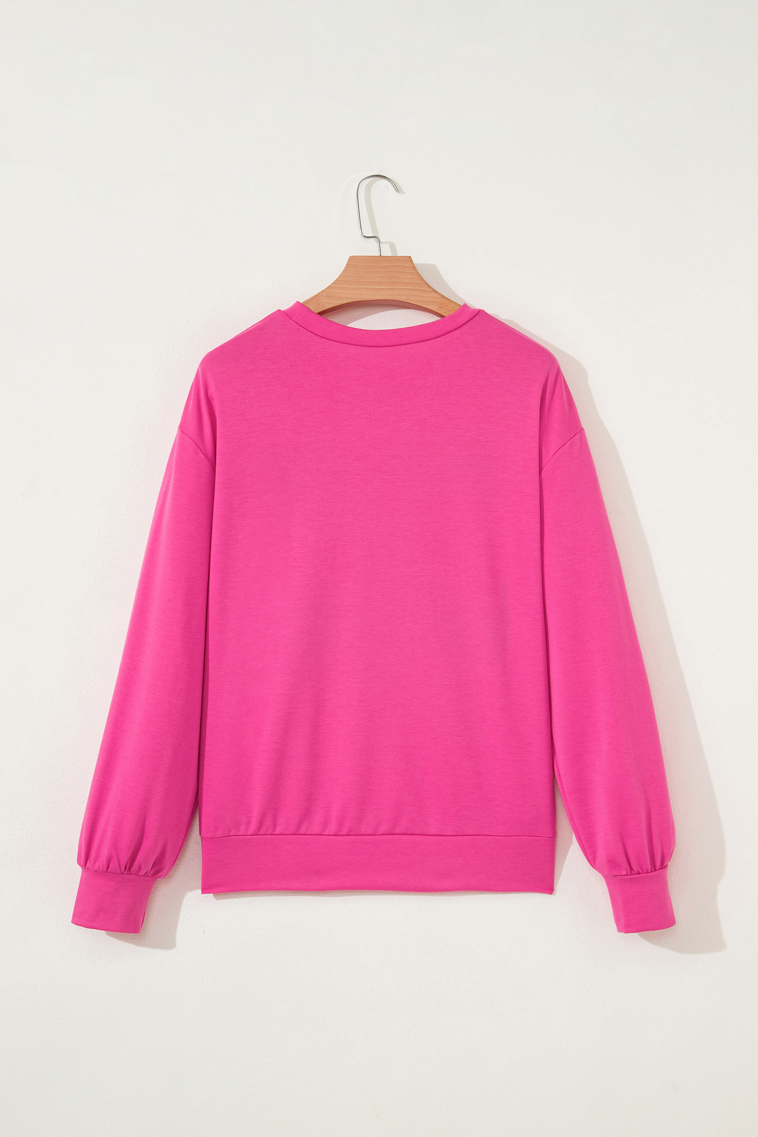 Rose Red Merry & Bright Christmas Letter Graphic Sweatshirt