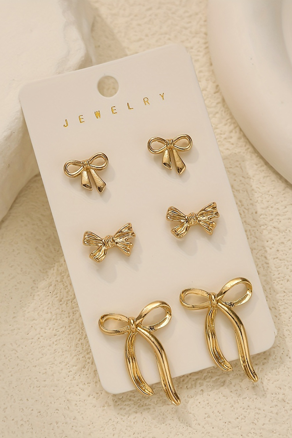 Gold Plated Stainless Alloy Bow Earring Set